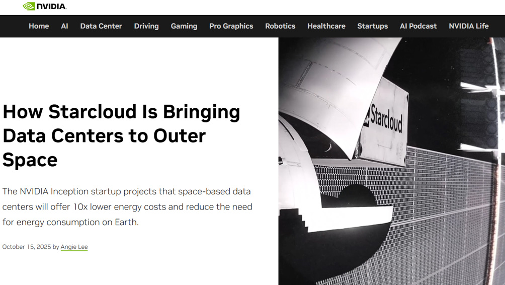 Nvidia - Outer space data centers